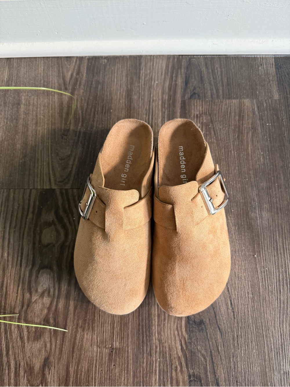 Madden Girl Kids Tan Suede Slip-On Clogs with Buckle